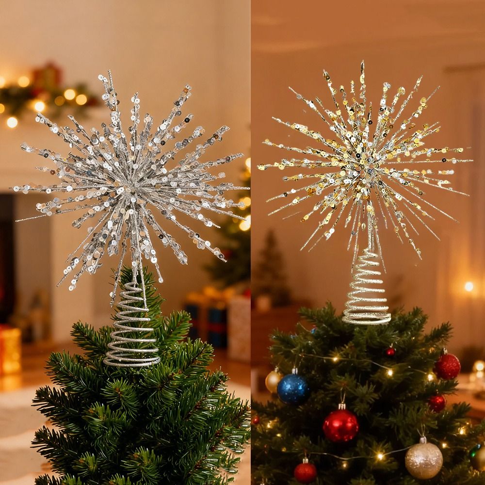 Star Tree Topper - Duurzame oplichtende kerstboom ster topper goud/zilver